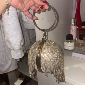 PrettyLittleThing Silver Fringe Mini Bag